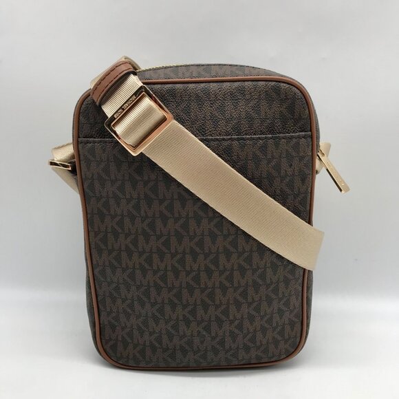 Michael kors Brown Monogram Canvas Jet Set Travel Crossbody Bag - Picture 2 of 11